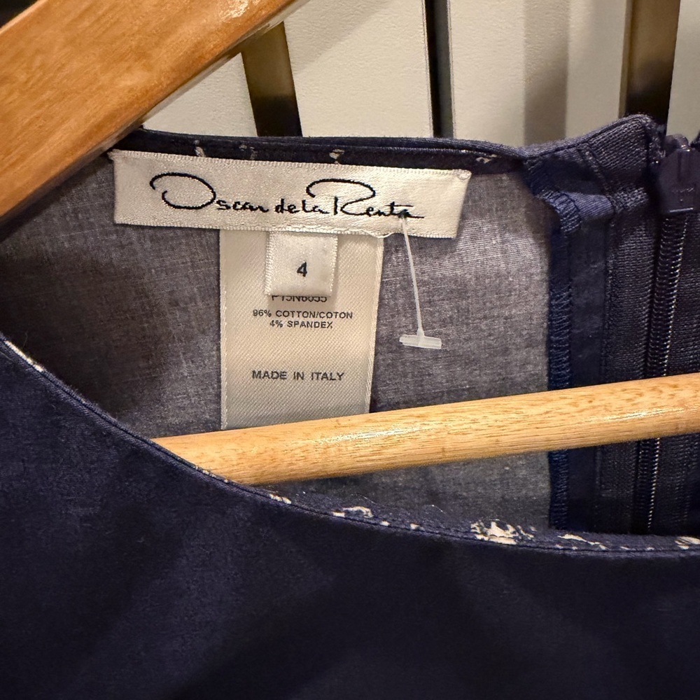 Oscar de la Renta Midnight Blue Dress with Ivory - Picture 3 of 4